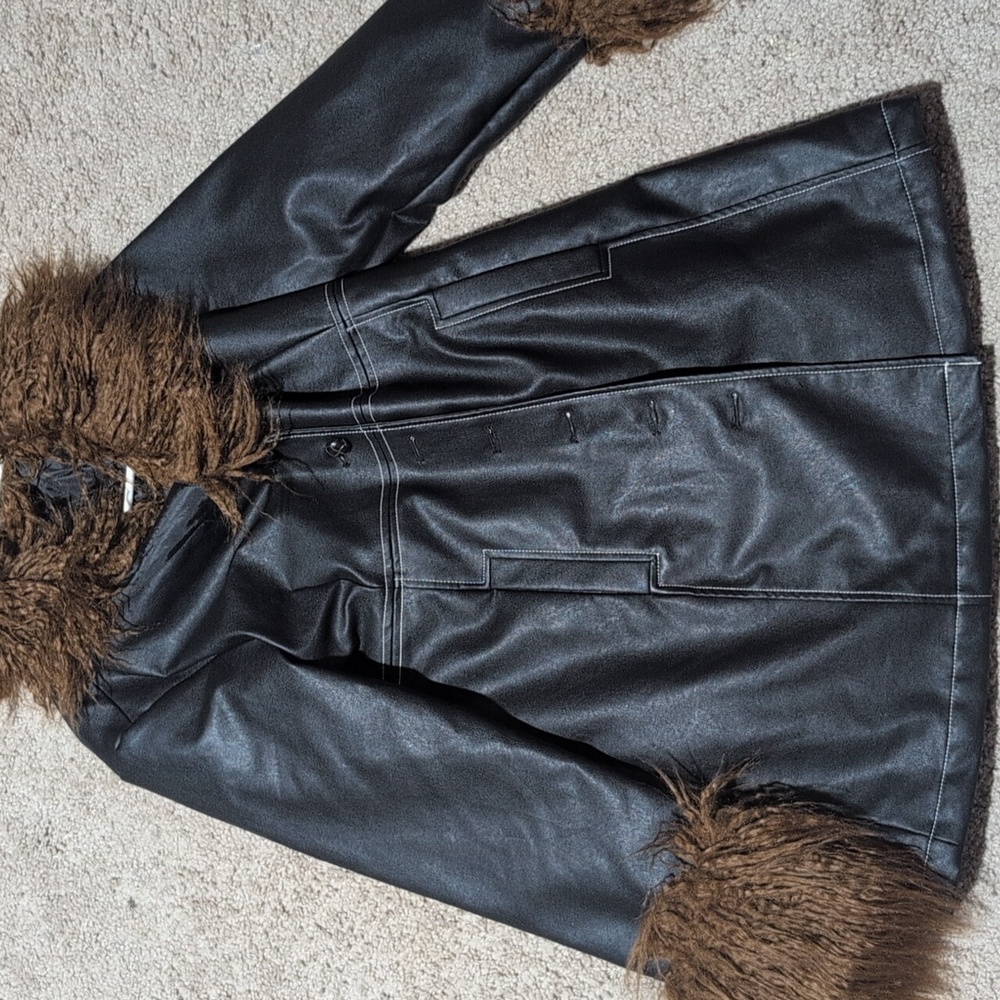Brown and black winter coat